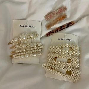 Bundle of Pearl and Resin Hairclips